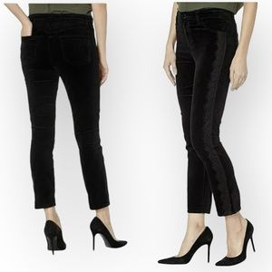 J Brand Ruby Black Velvet Lace Cropped Jeans
